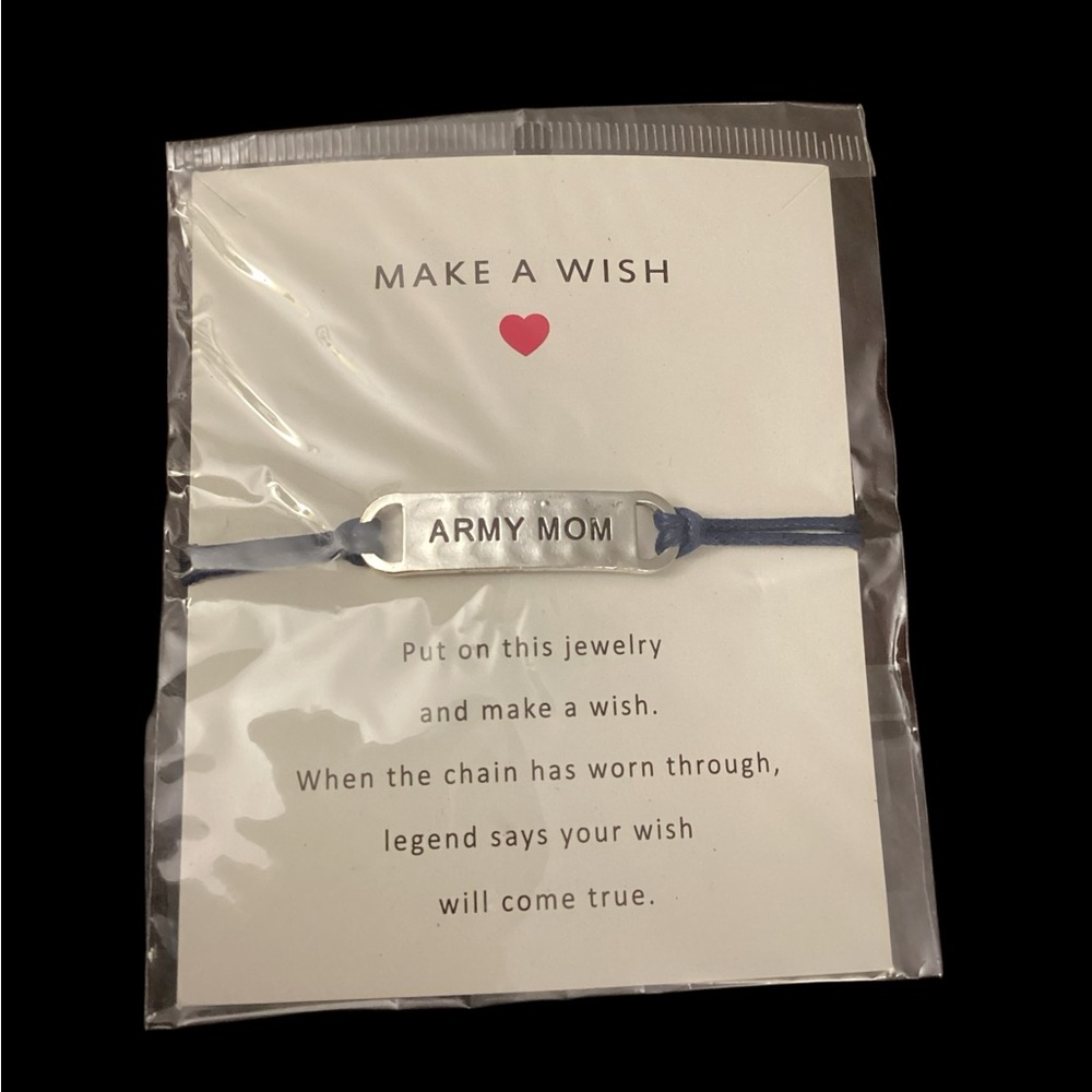 Army Mom Bracelet, Make A Wish Poem Gift Card, Mothers Day Gift, Sentimental